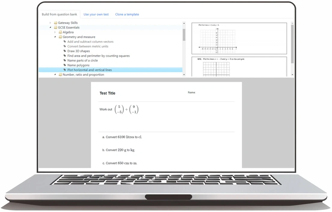 Building a test using the Question Bank
