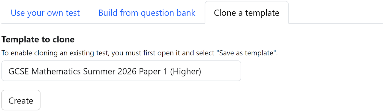 Clone a template form with a selected template