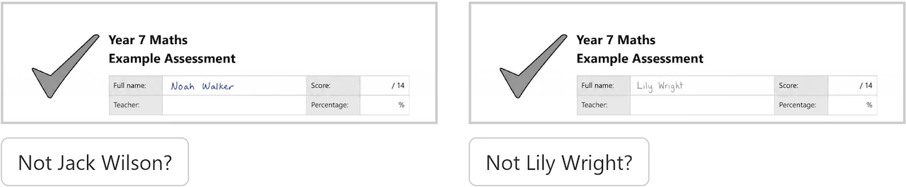 Buttons for unassigning incorrectly identified student scans