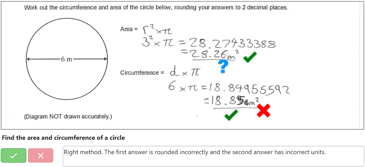 Screenshot of student work that should be marked Amber