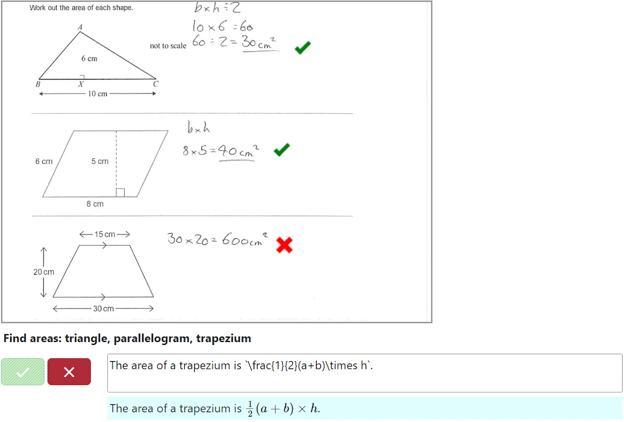 Partially correct multi-part response marked red